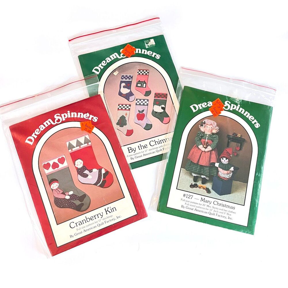 Dream Spinners Christmas Pattern Kits SET OF 3 New Vintage 1985